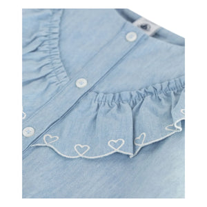 Petit Bateau - Büzgülü Bluz Chambray Organik Pamuk | Açık Mavi