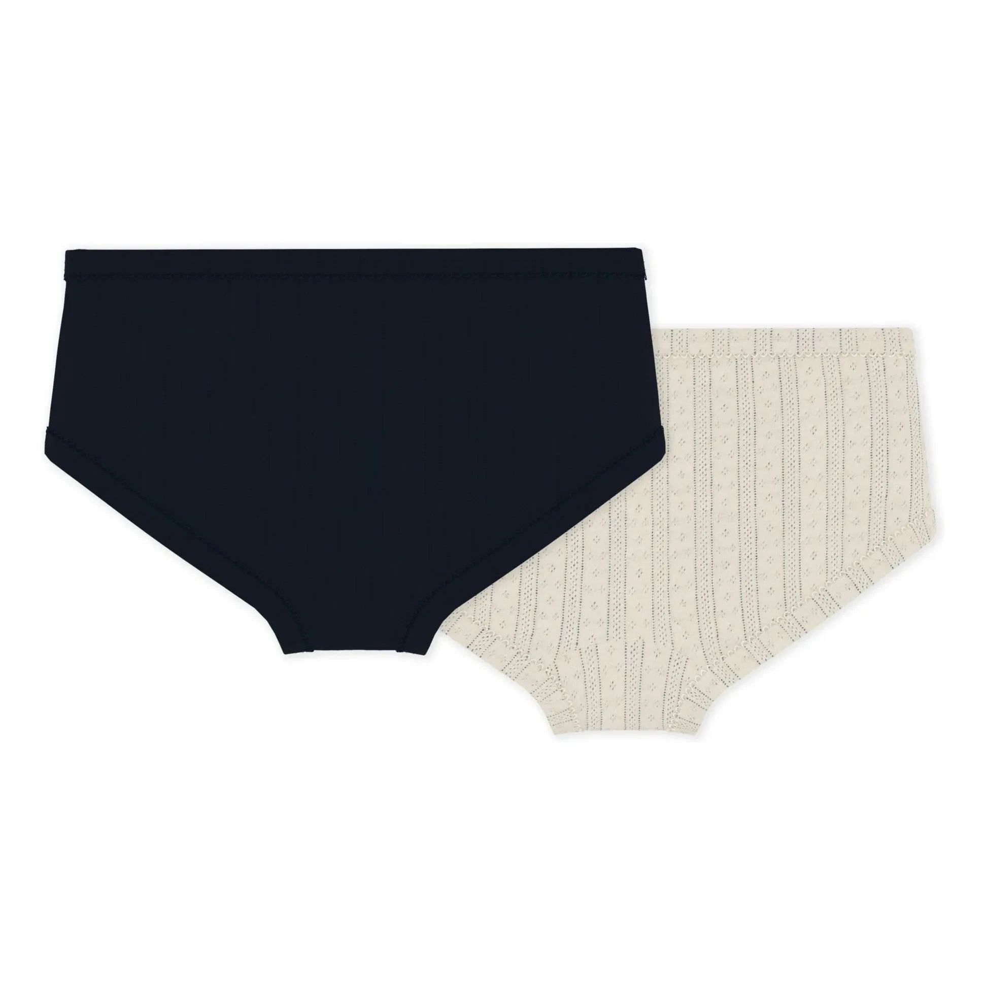 Petit Bateau - Set of 2 high-waisted openwork briefs | Ecru