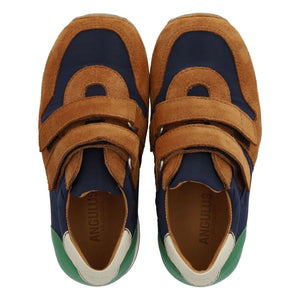 Angulus - Double Scratch Color Block Suede Sneakers | Kamel