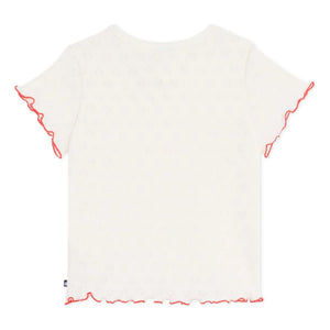 Petit Bateau - Ruffled Heart T-Shirt with Frills | Ivory