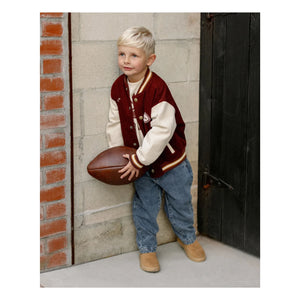 Rylee + Cru - Kadife Varsity Bomber Ceket | Bordo
