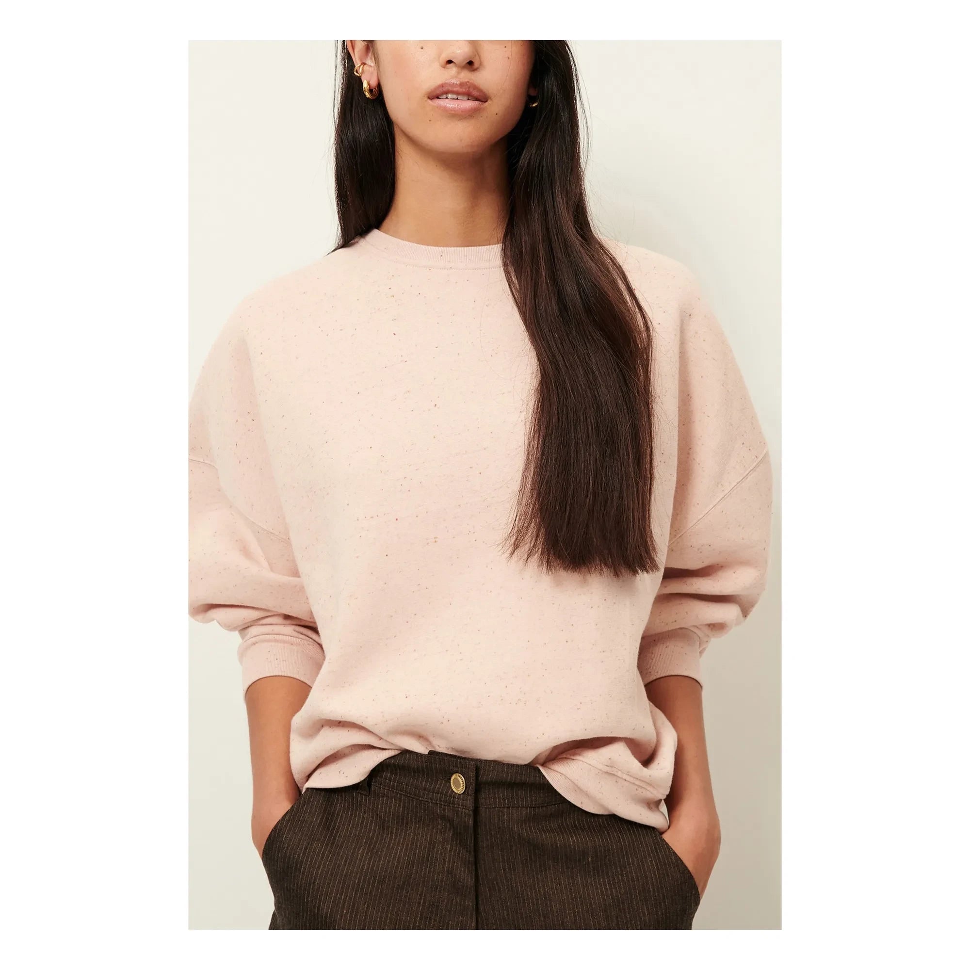 Sessùn - Chebbi Oversize Organik ve Geri Dönüştürülmüş Pamuk Sweatshirt | Marled pembe
