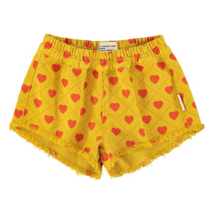 Piupiuchick - Efektli Şort Twill Hearts | Hardal