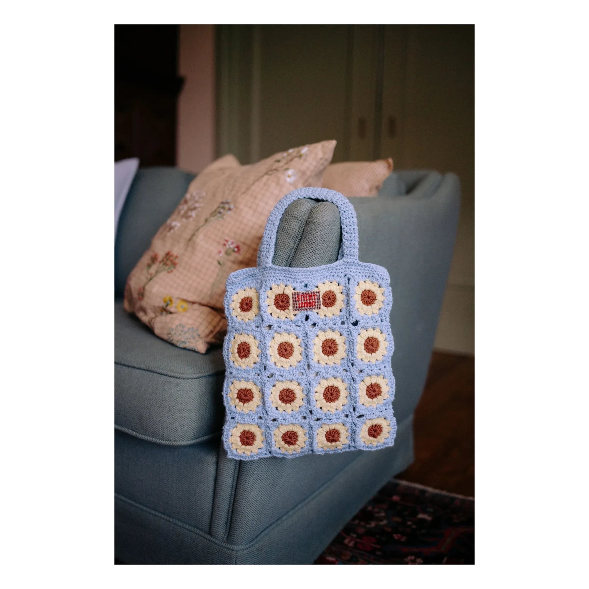 Sticky Lemon - Çiçek Kroşe Çanta | Kahverengi