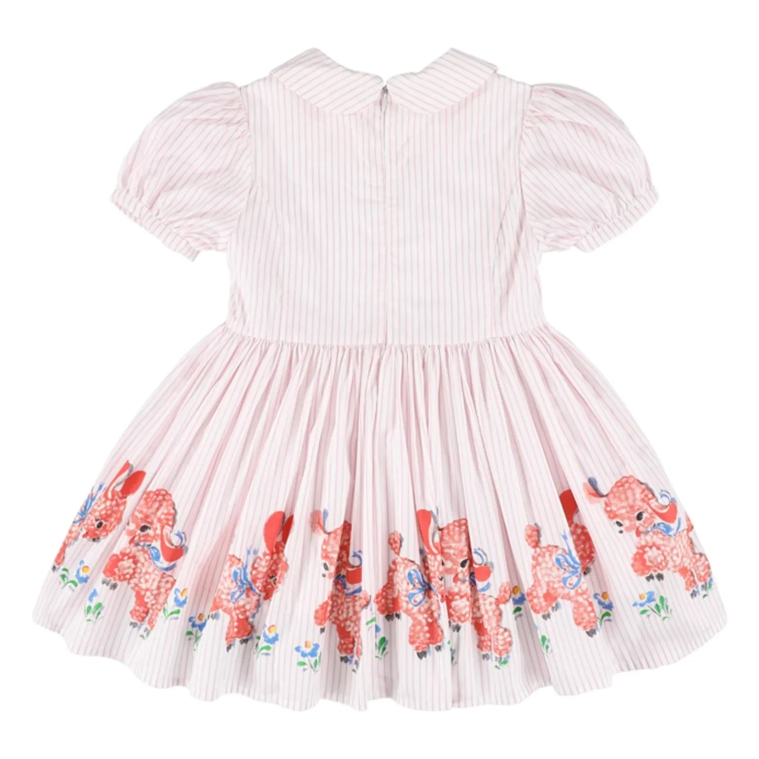 Morley - Gestreiftes Kleid mit Claudine-Kragen | Blassrosa