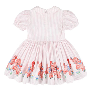 Morley - Gestreiftes Kleid mit Claudine-Kragen | Blassrosa