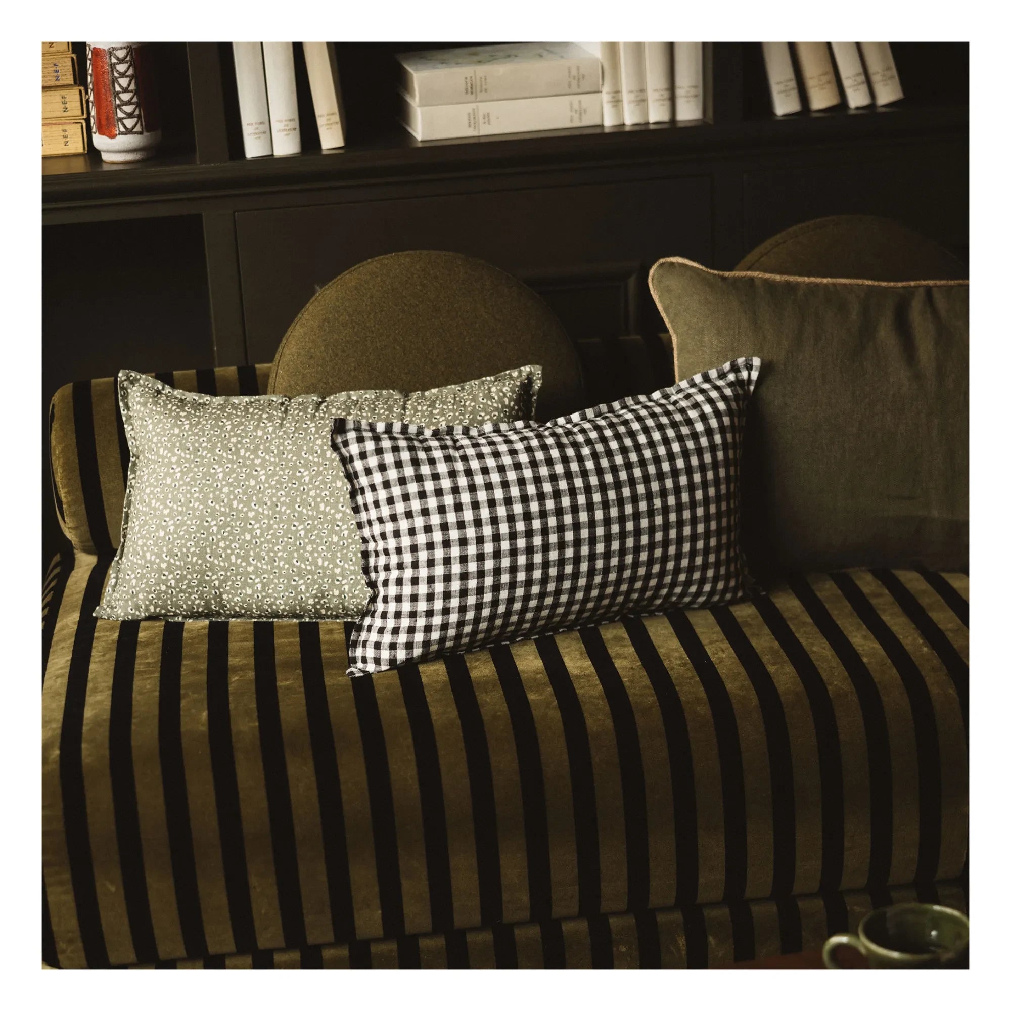 Gabrielle Paris - Gingham Washed Linen Pillowcase | Black