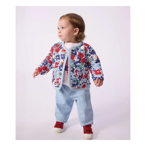 Petit Bateau - Organik Pamuk Fleurie Kapitone Ceket | Mavi