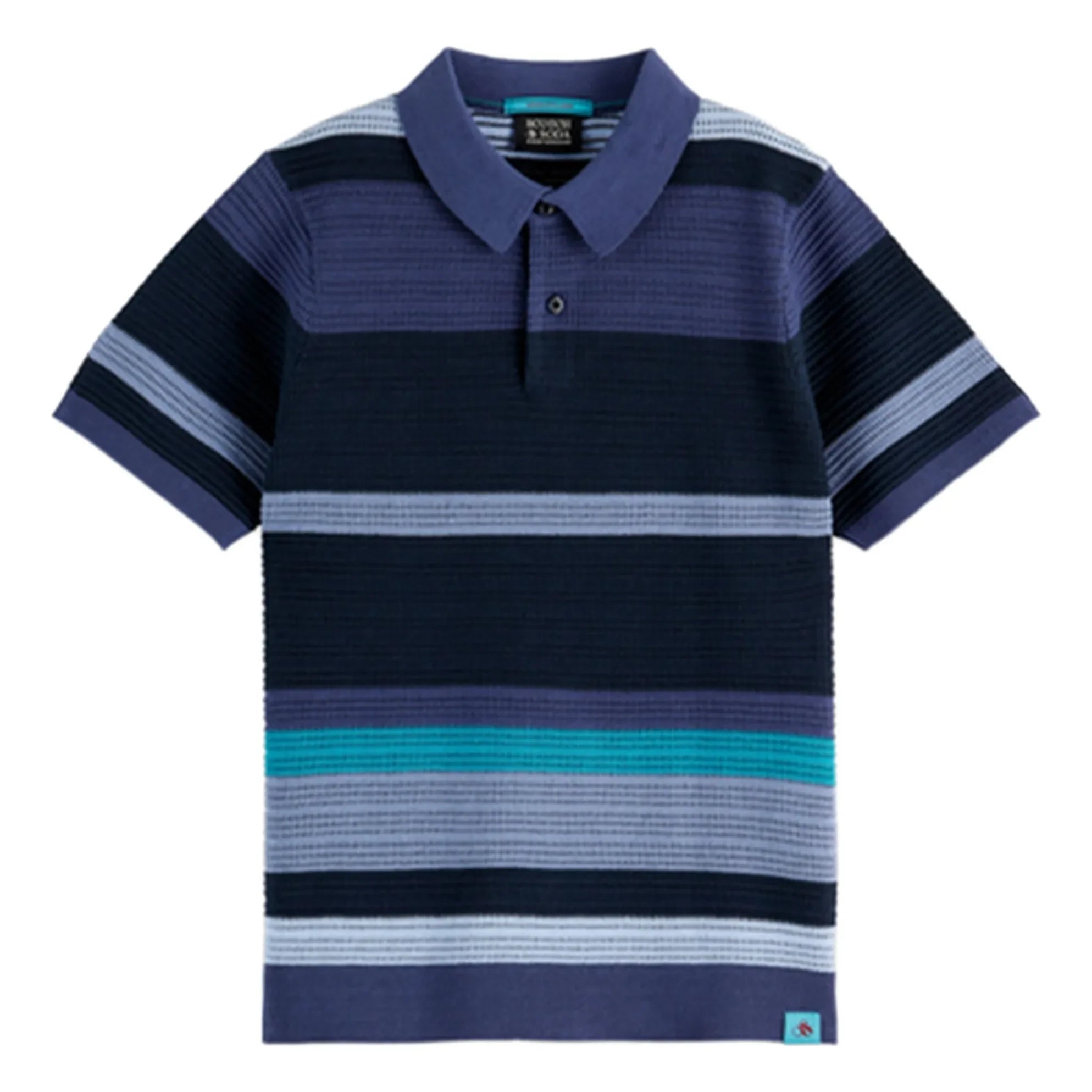 Scotch & Soda – Gestreiftes Strick-Poloshirt | Blau