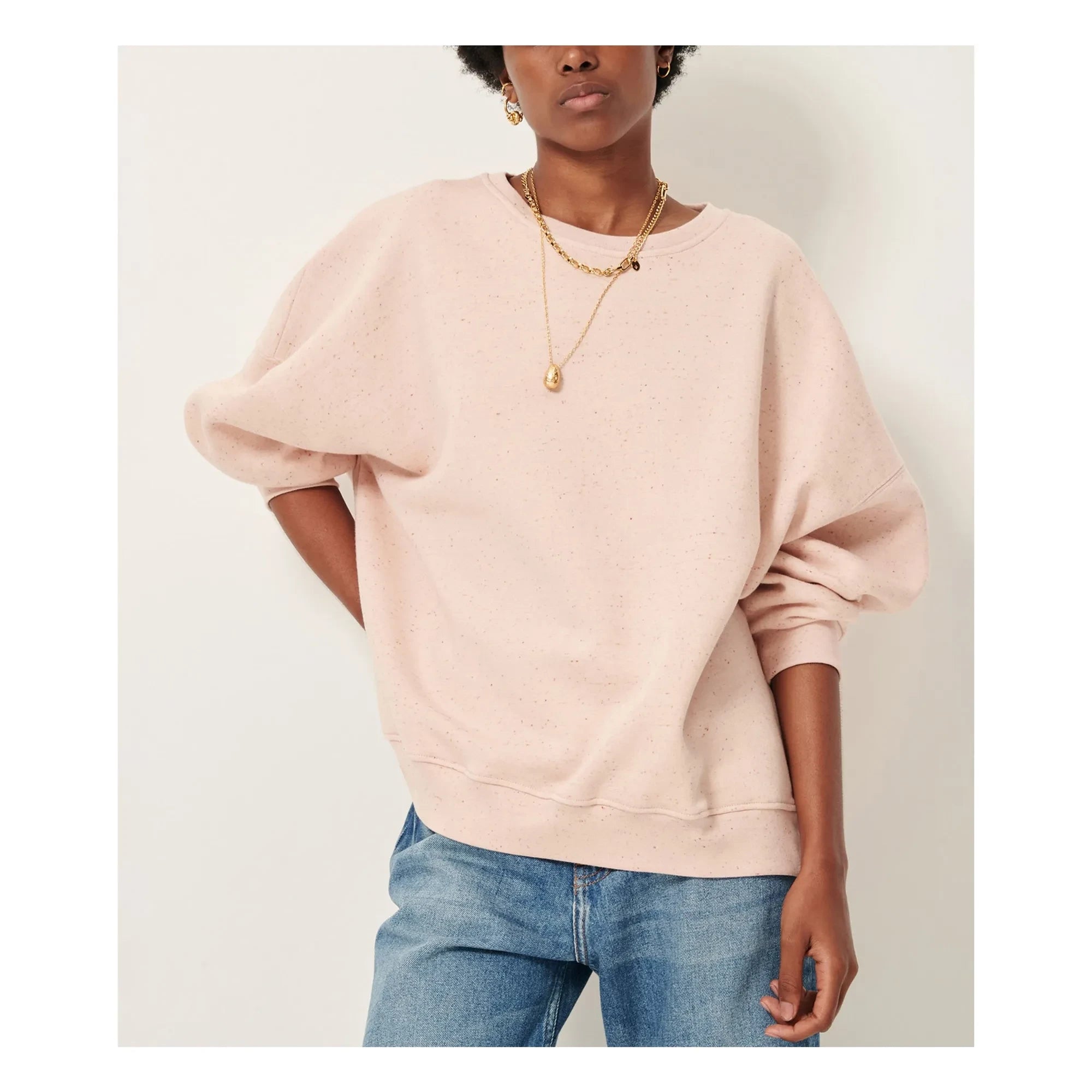 Sessùn - Chebbi Oversize Organik ve Geri Dönüştürülmüş Pamuk Sweatshirt | Marled pembe