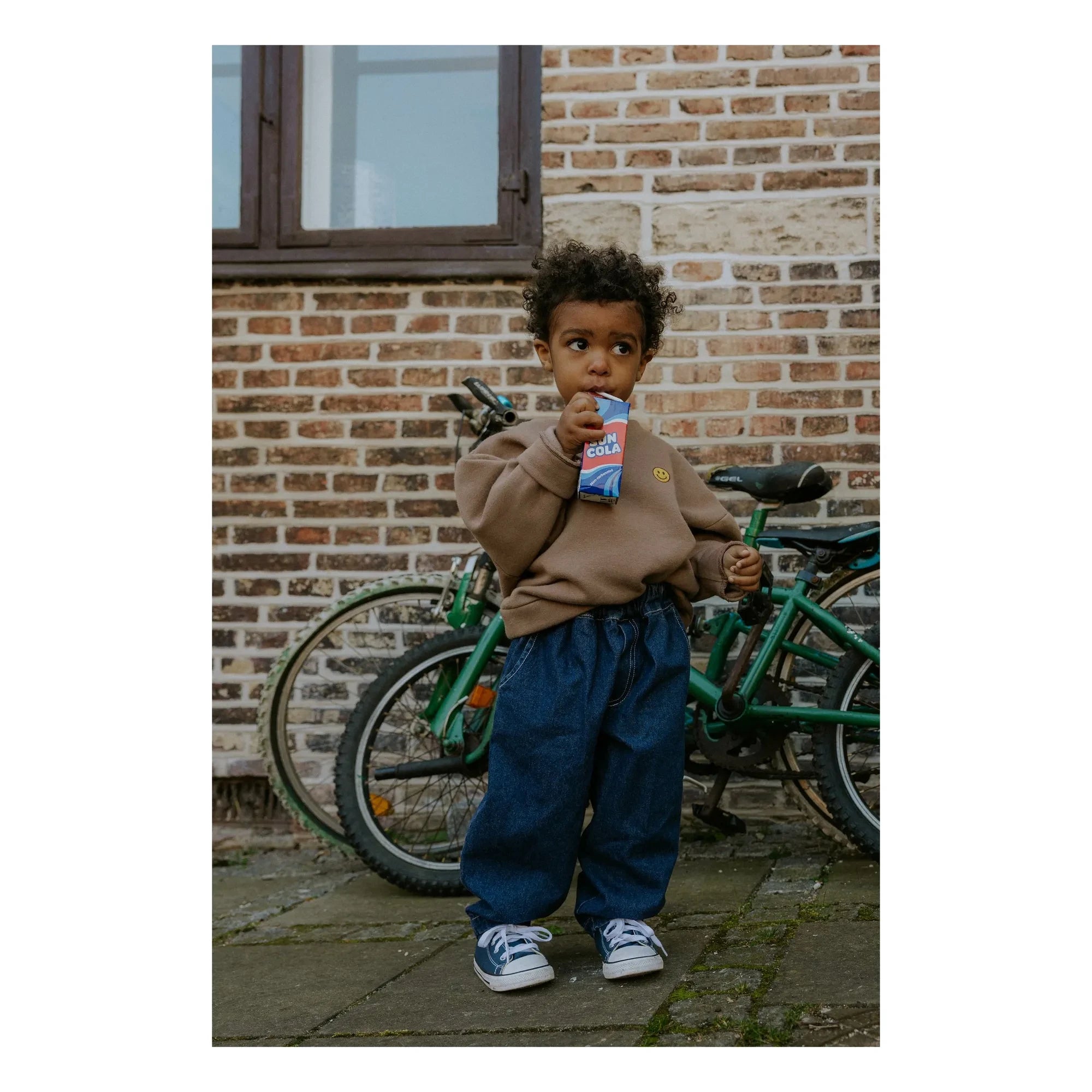 Fliink - Alvin Smiley organik pamuk sweatshirt | Taupe kahverengi