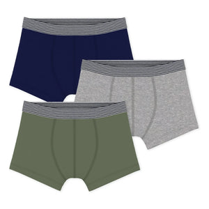 Petit Bateau – Boxer-Set, 3er-Pack | Khaki