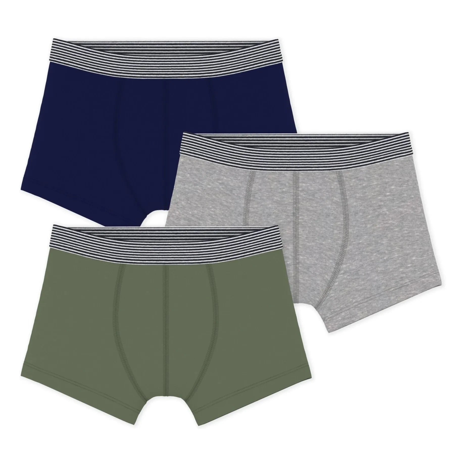 Petit Bateau – Boxer-Set, 3er-Pack | Khaki