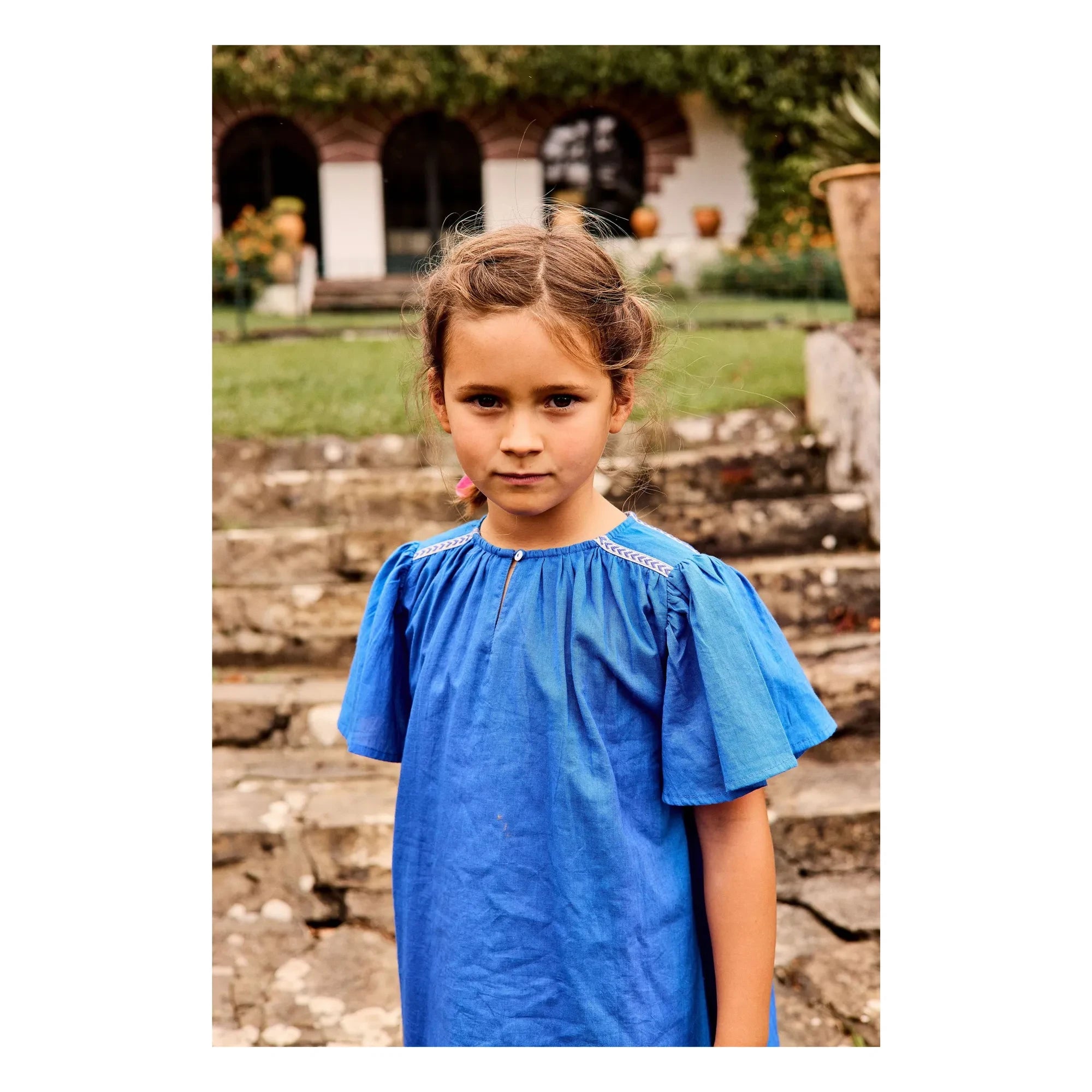Arsène et Les Pipelettes - Organic Cotton Voile Ruffled Dress | Azure Blue