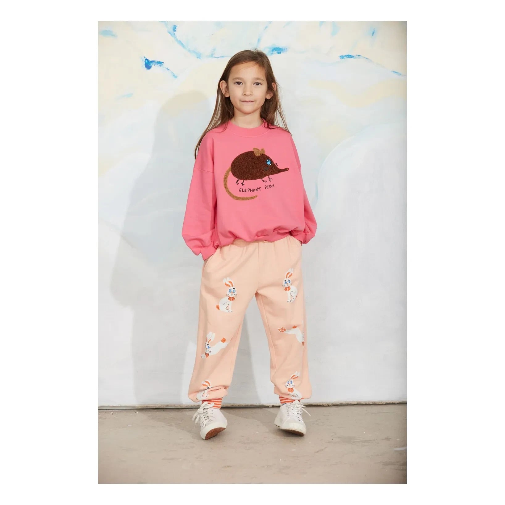 Mini Rodini - Nakışlı Fare Organik Pamuklu Sweatshirt | Pembe