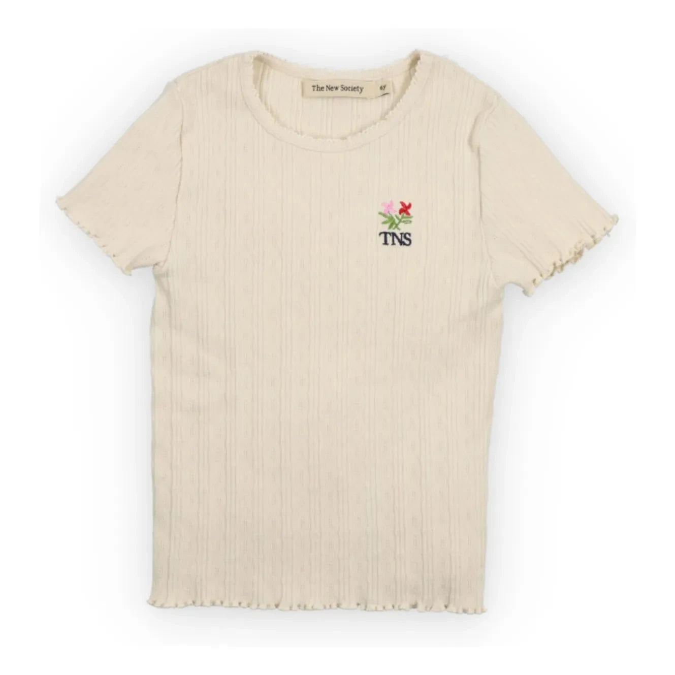 the new society - Romero organik pamuklu nervürlü T-shirt | Ecru