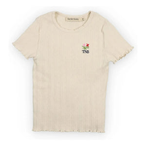 the new society - Romero organik pamuklu nervürlü T-shirt | Ecru