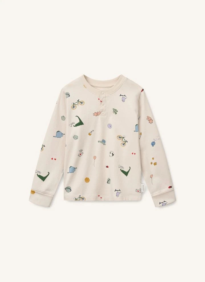Liewood - Wilhelm Bio-Baumwoll Pyjama mit Tiermotiven | Sand