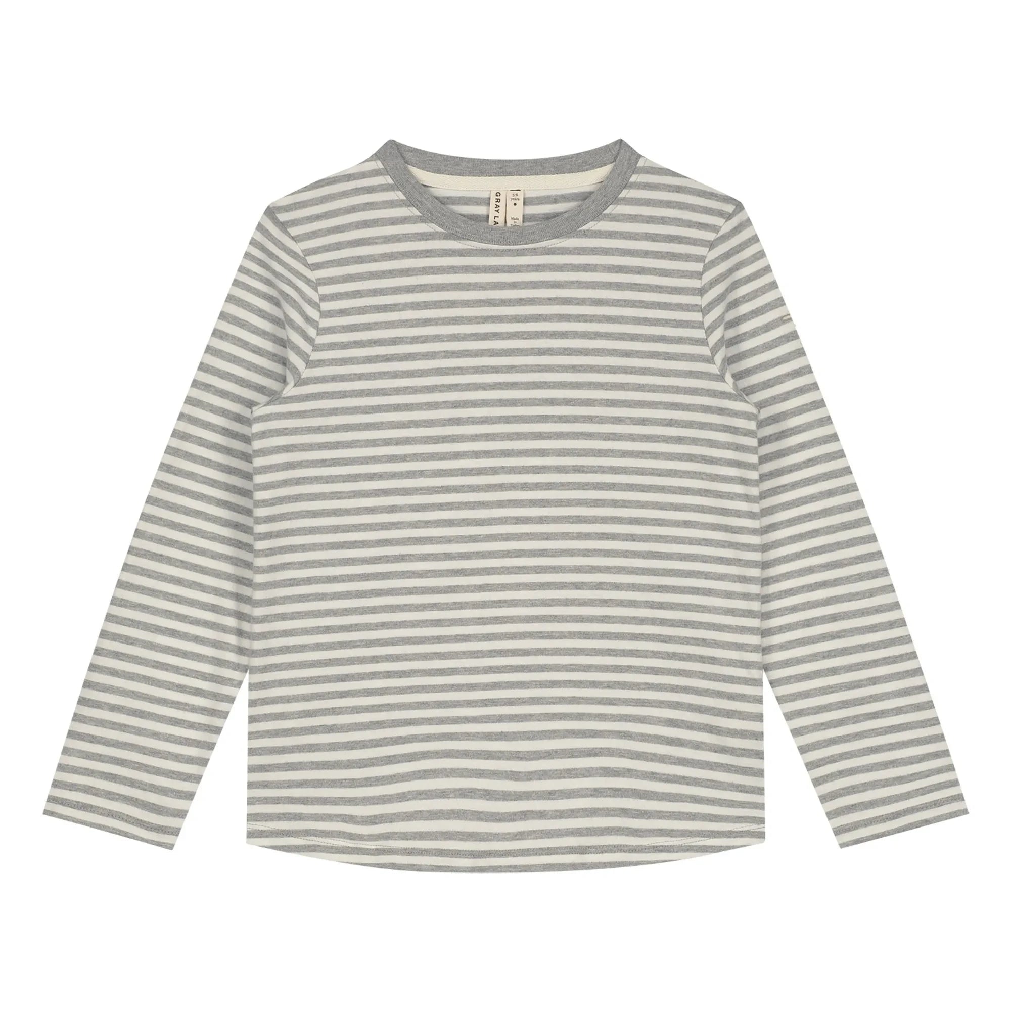 Gray Label - Çizgili Organik Pamuk Tişört | Gri