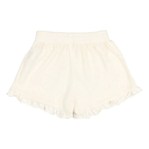 Búho - Terry Ruffled Shorts | Ecru