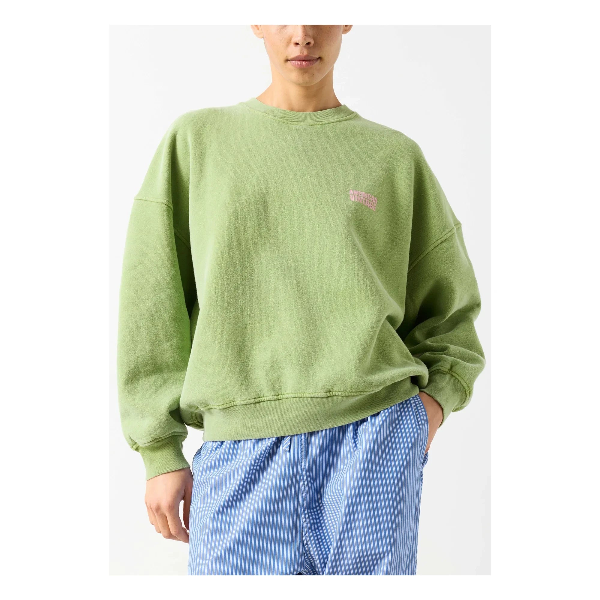 American Vintage - Plizzy Pamuklu Sweatshirt | Soluk Yeşil