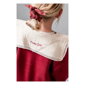 birinit - Organik pamuklu işlemeli drapeli yaka sweatshirt | Bordo
