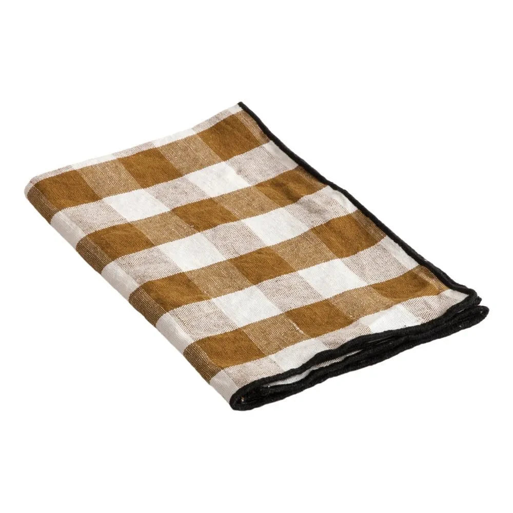 Maison de Vacances - Bourdon Siyah Fileli Gingham Mutfak Havlusu 48x75cm | Vichy Épices