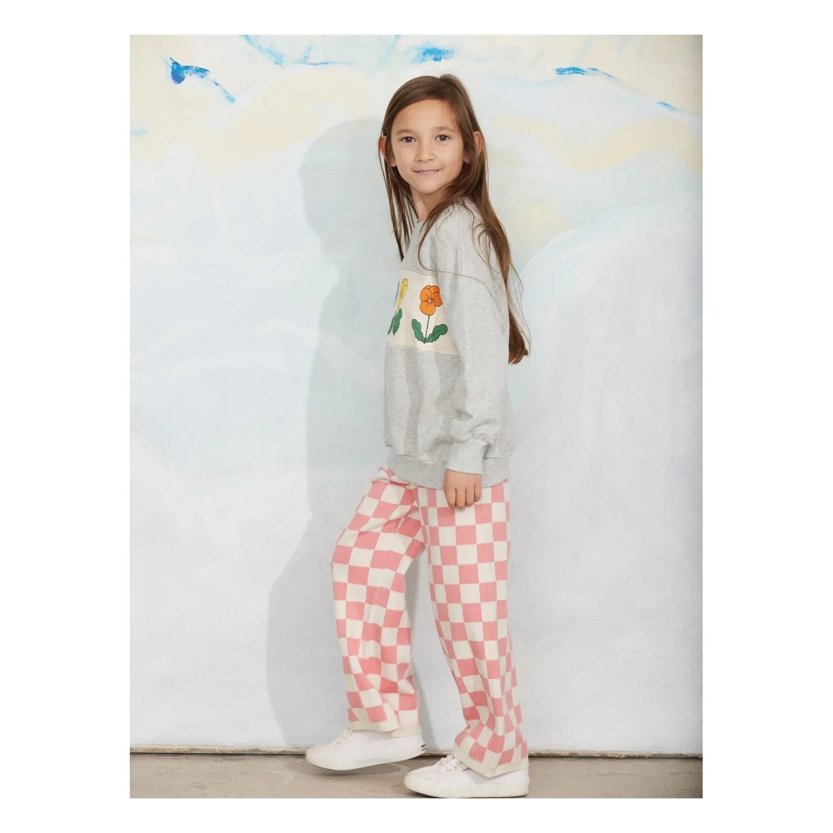 Mini Rodini - Blumen-Sweatshirt aus Bio-Baumwolle | Graumeliert