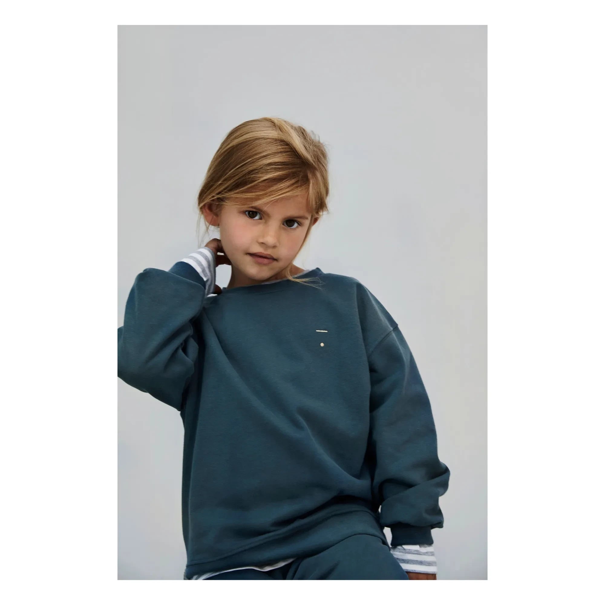 Gray Label - Organik pamuklu sweatshirt | Gri mavi