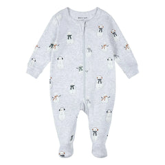 Petit Lem - Patikli Pijama Kar Adamları Organik Pamuk | Gri