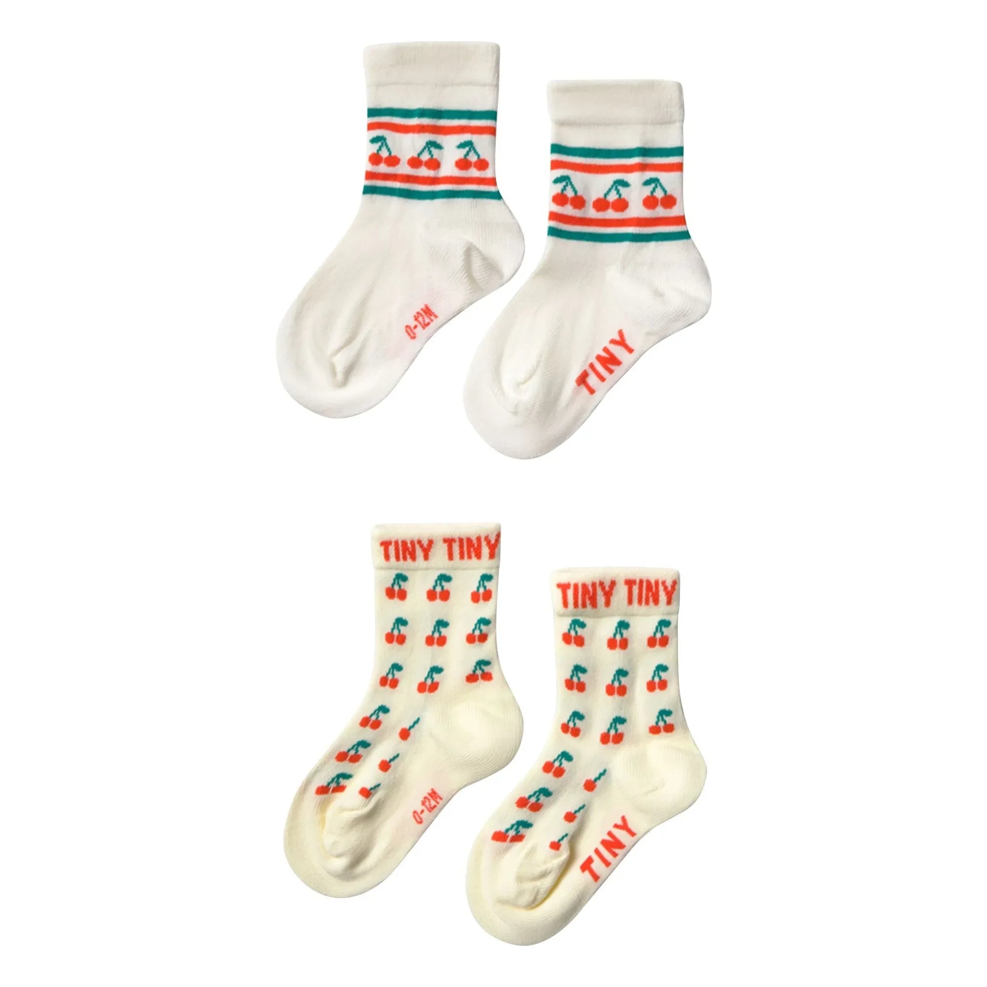 Tinycottons - Kirschsocken, 2er-Pack | Blassgelb
