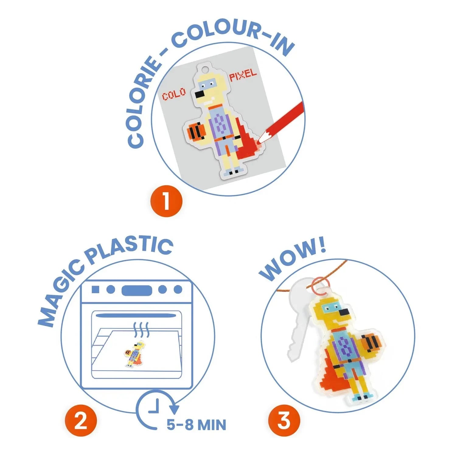 Djeco - DIY Kit - Piksel Sanatı Kahraman Anahtarlıklar