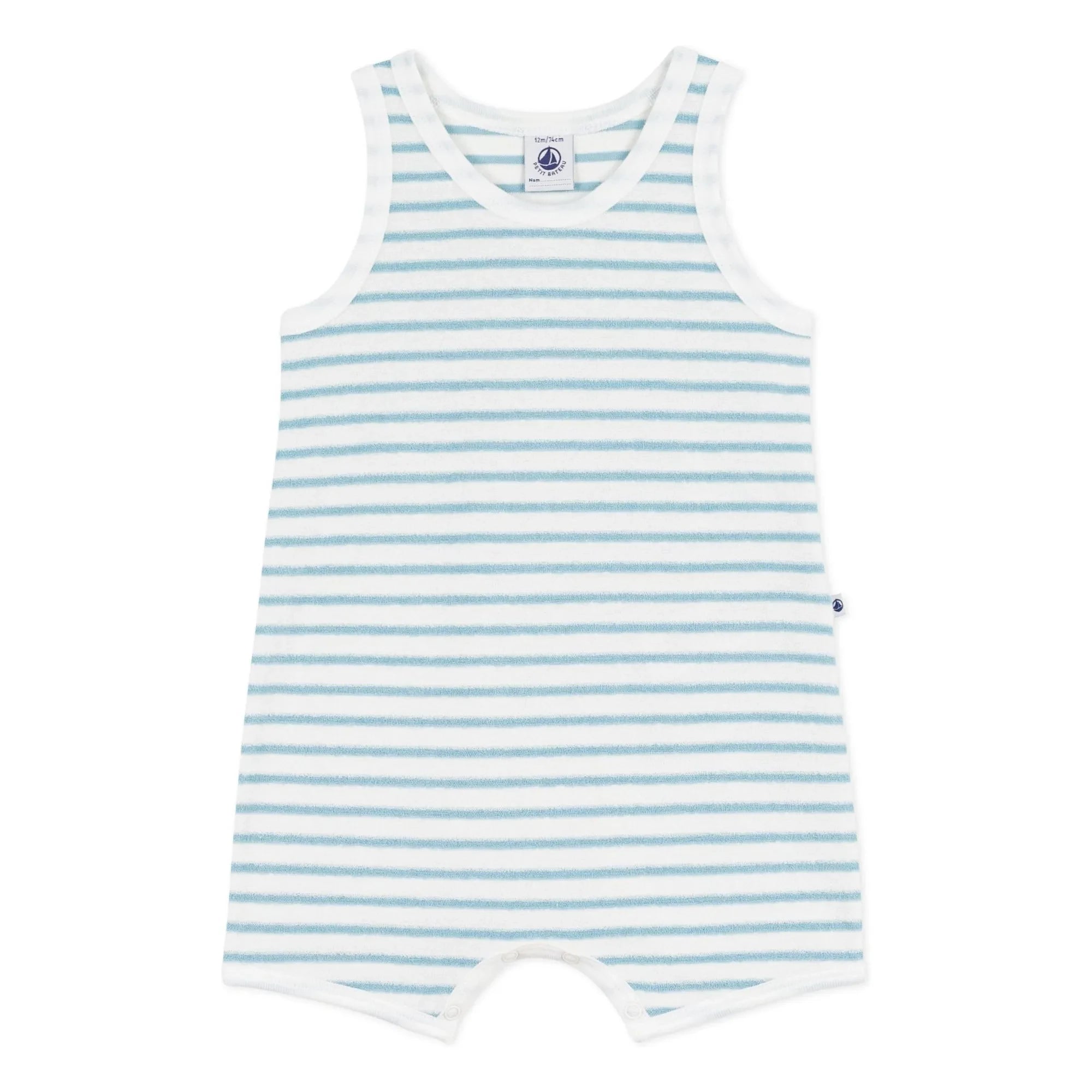 Petit Bateau - Gestreifter Frottier-Strampler | Blau