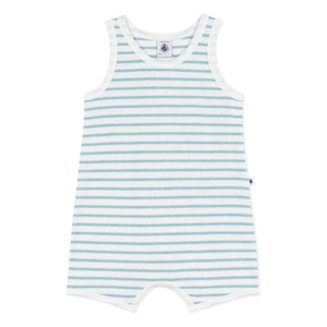 Petit Bateau - Gestreifter Frottier-Strampler | Blau