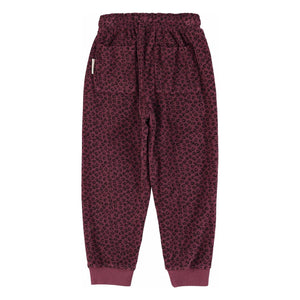Piupiuchick - Organic Cotton Leopard Pattern Terry Jogger | Aubergine