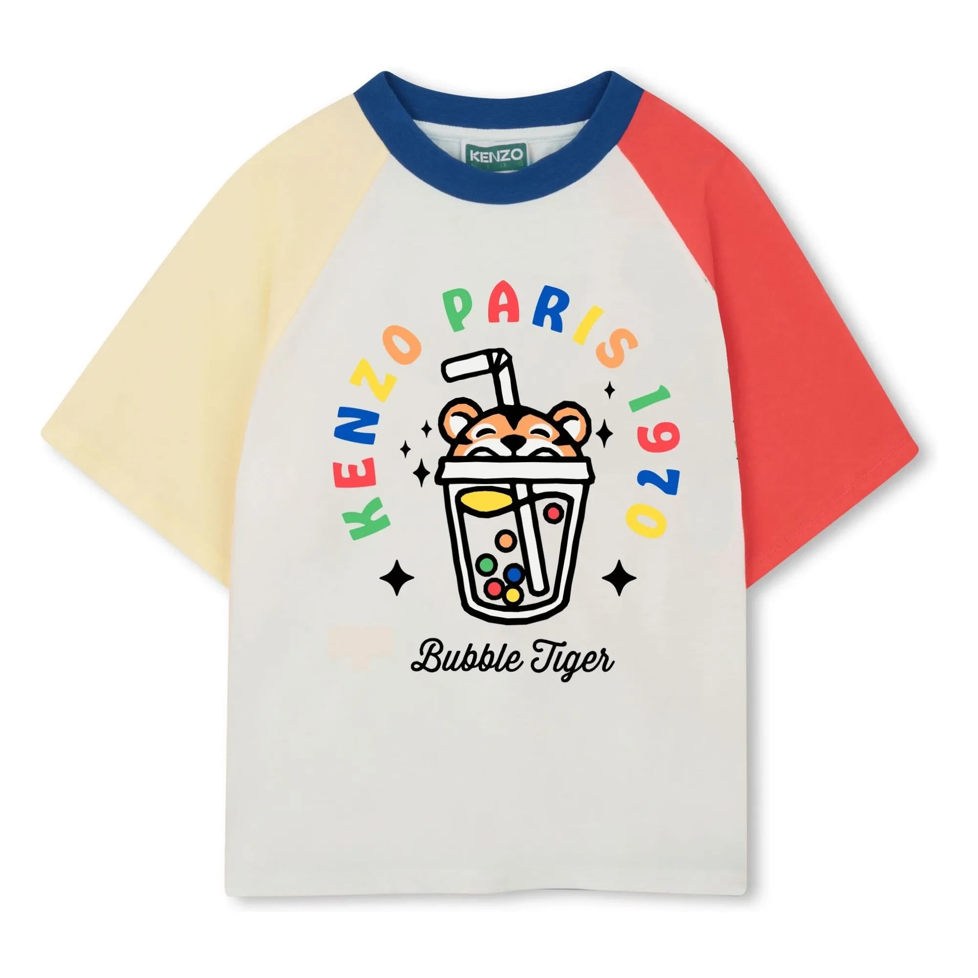Kenzo - Happy Sweet Colorblock Bubble Tiger Tişört | Beyaz