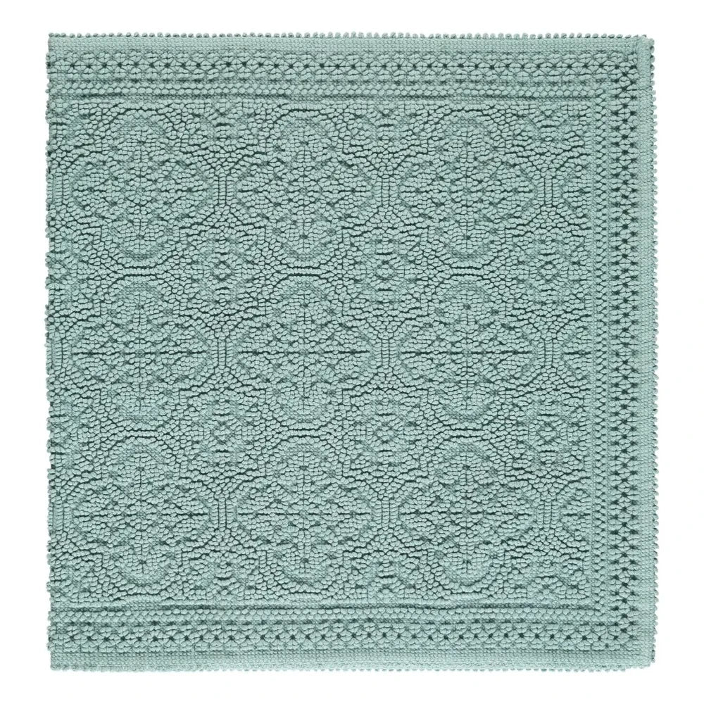 Haomy - Kabartmalı Desenli Pamuklu Banyo Paspası 55x110cm | Su Yeşili