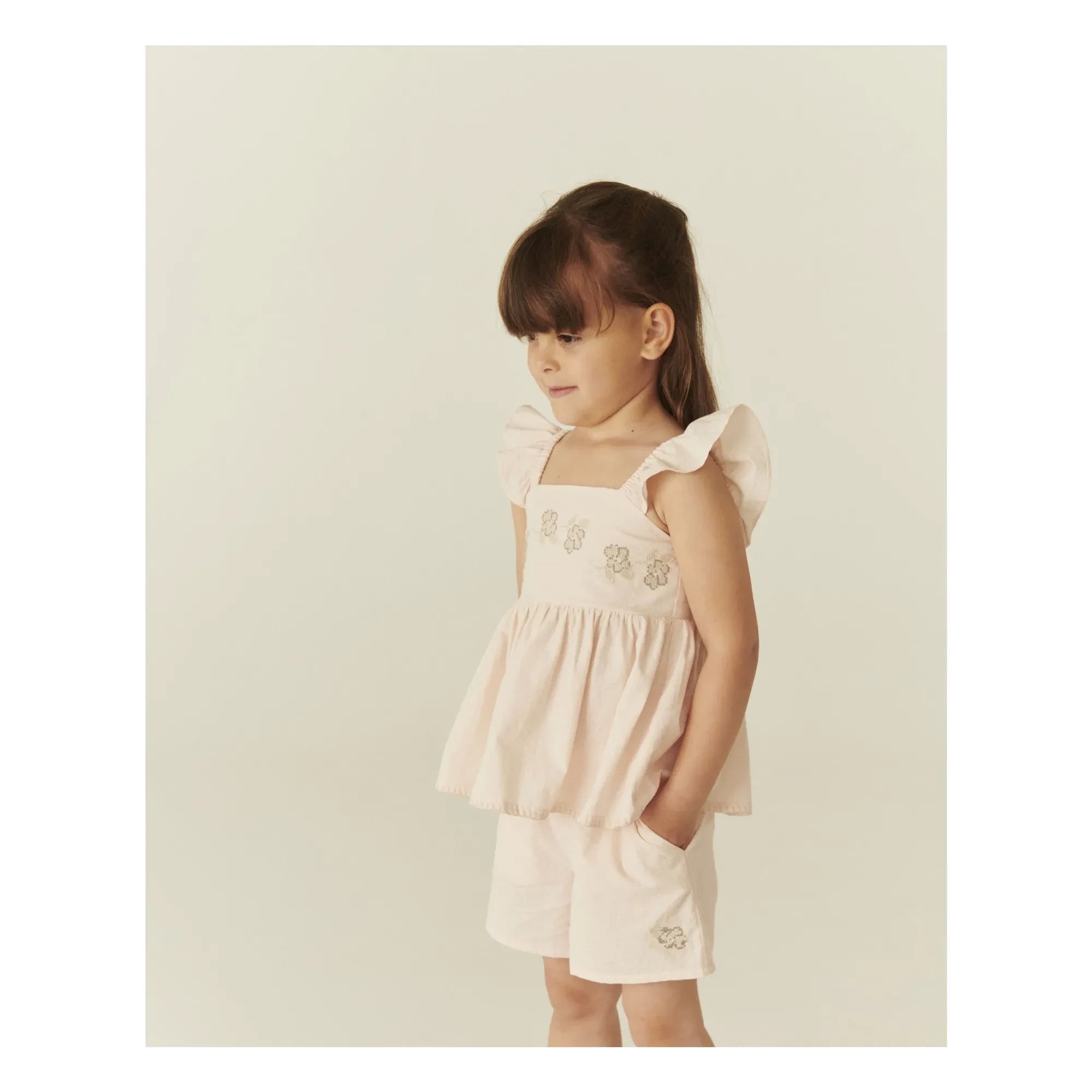 Copenhagen Colors - Organic Cotton Striped Summer Top and Shorts Set | Lychee Pink