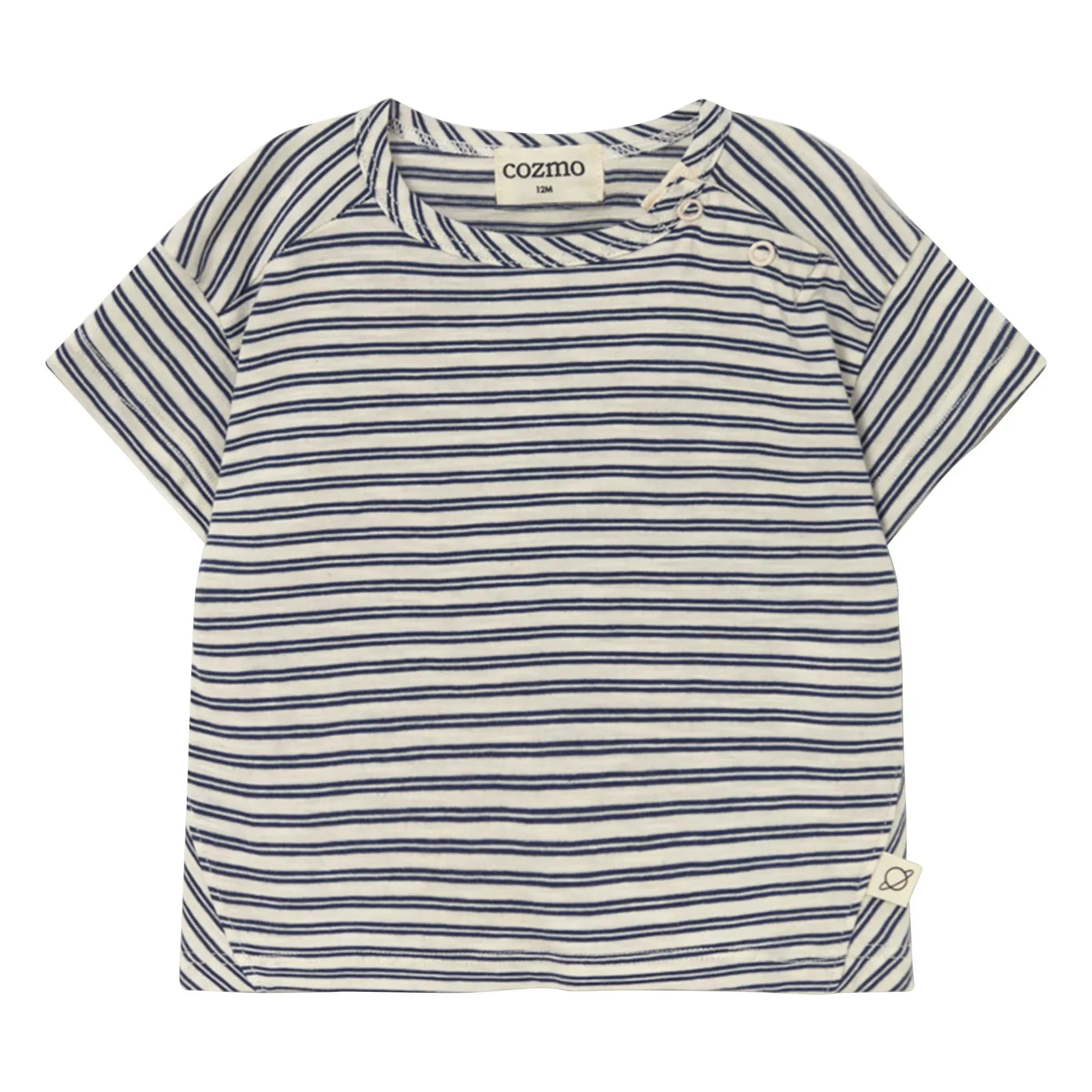 Cozmo – Baby-T-Shirt mit Streifenmuster | Marineblau