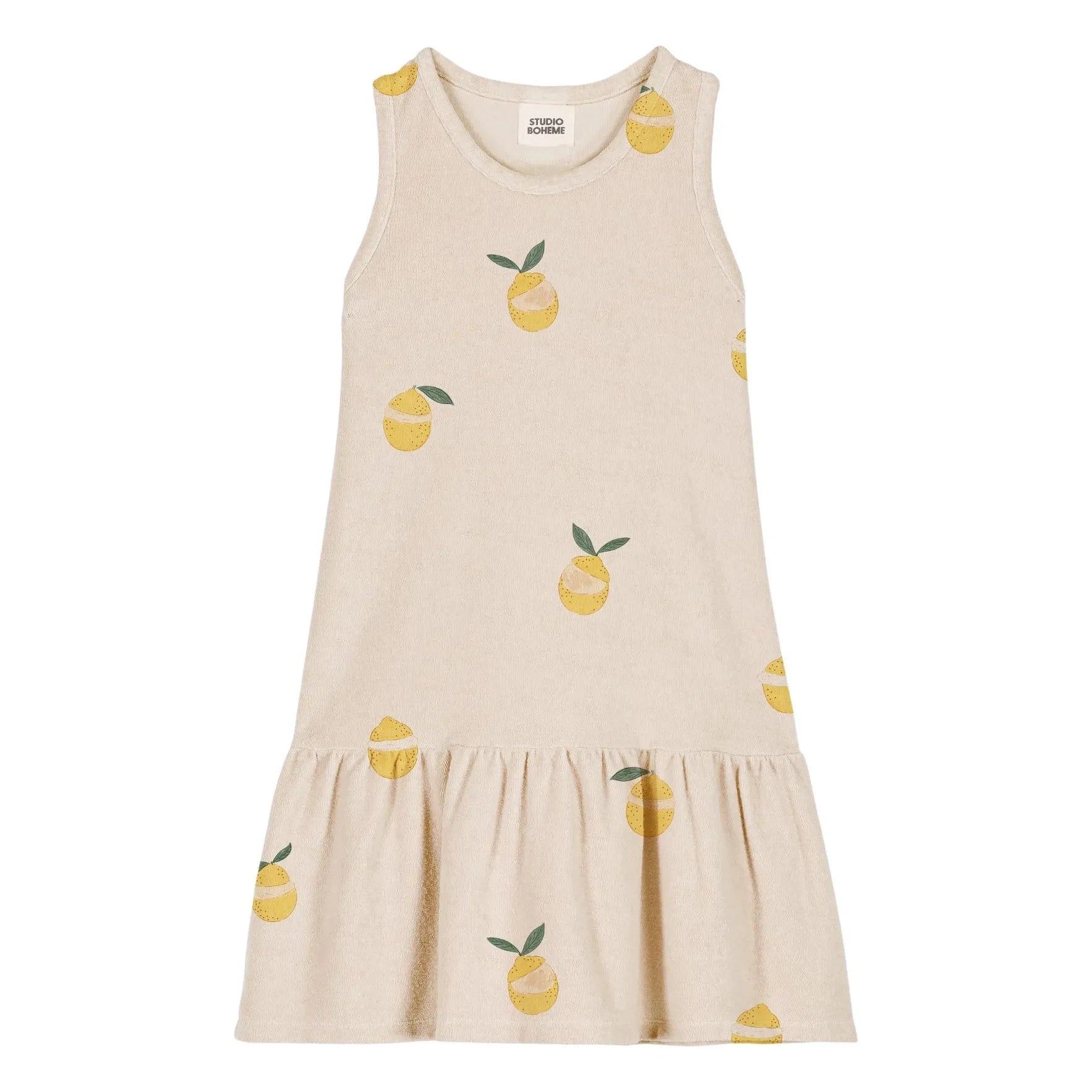 Studio Bohème - Playa Kleid Zitrone Bio-Baumwolle Frottee | Ecru