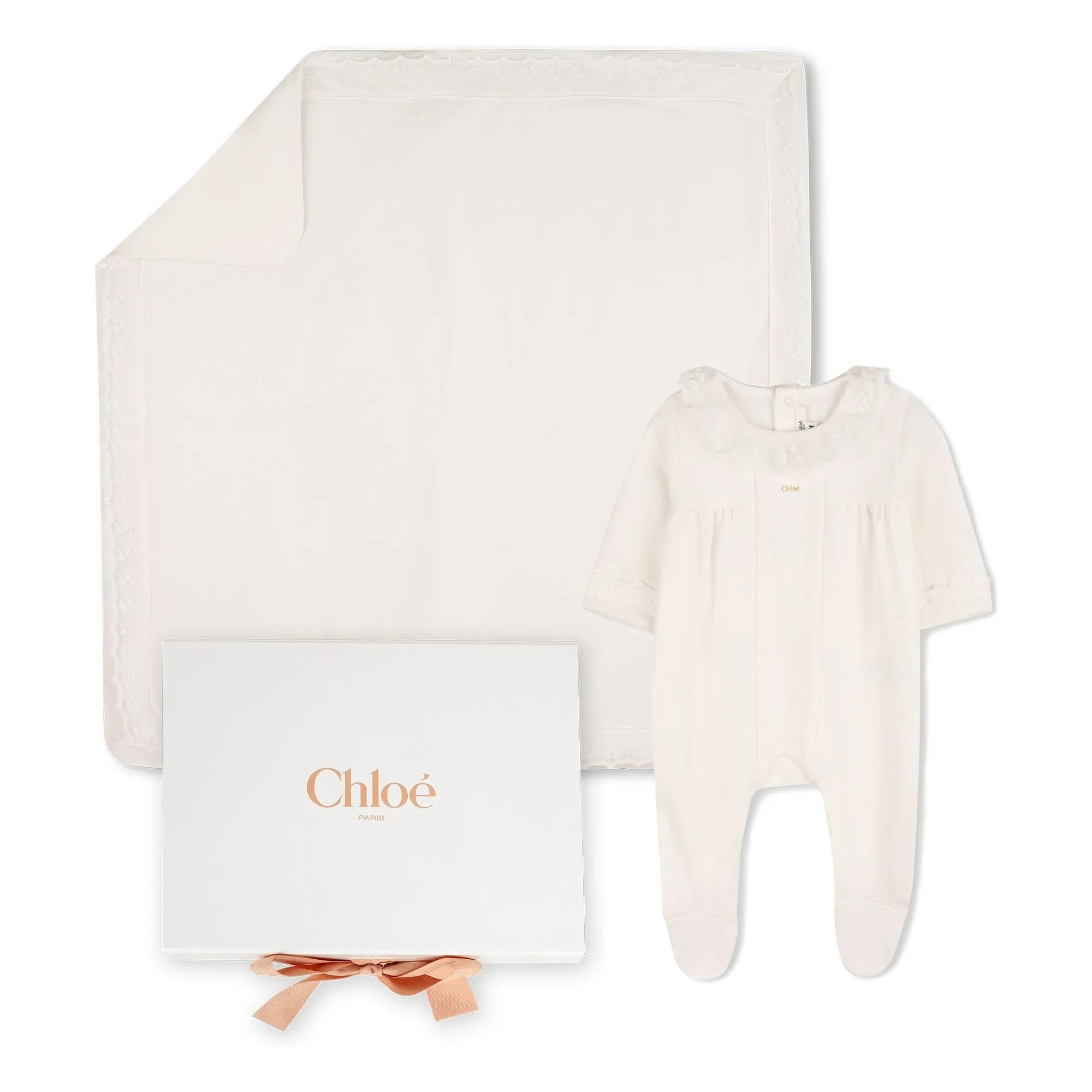 Chloé - Organic Cotton Pajama and Blanket Set | White