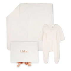 Chloé - Organic Cotton Pajama and Blanket Set | White