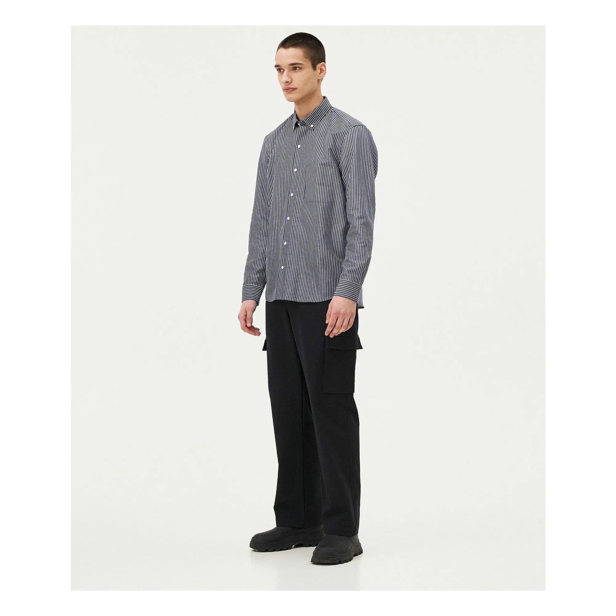 Noyoco - Curtis Shirt Fine Stripes Recycled Cotton | Blue