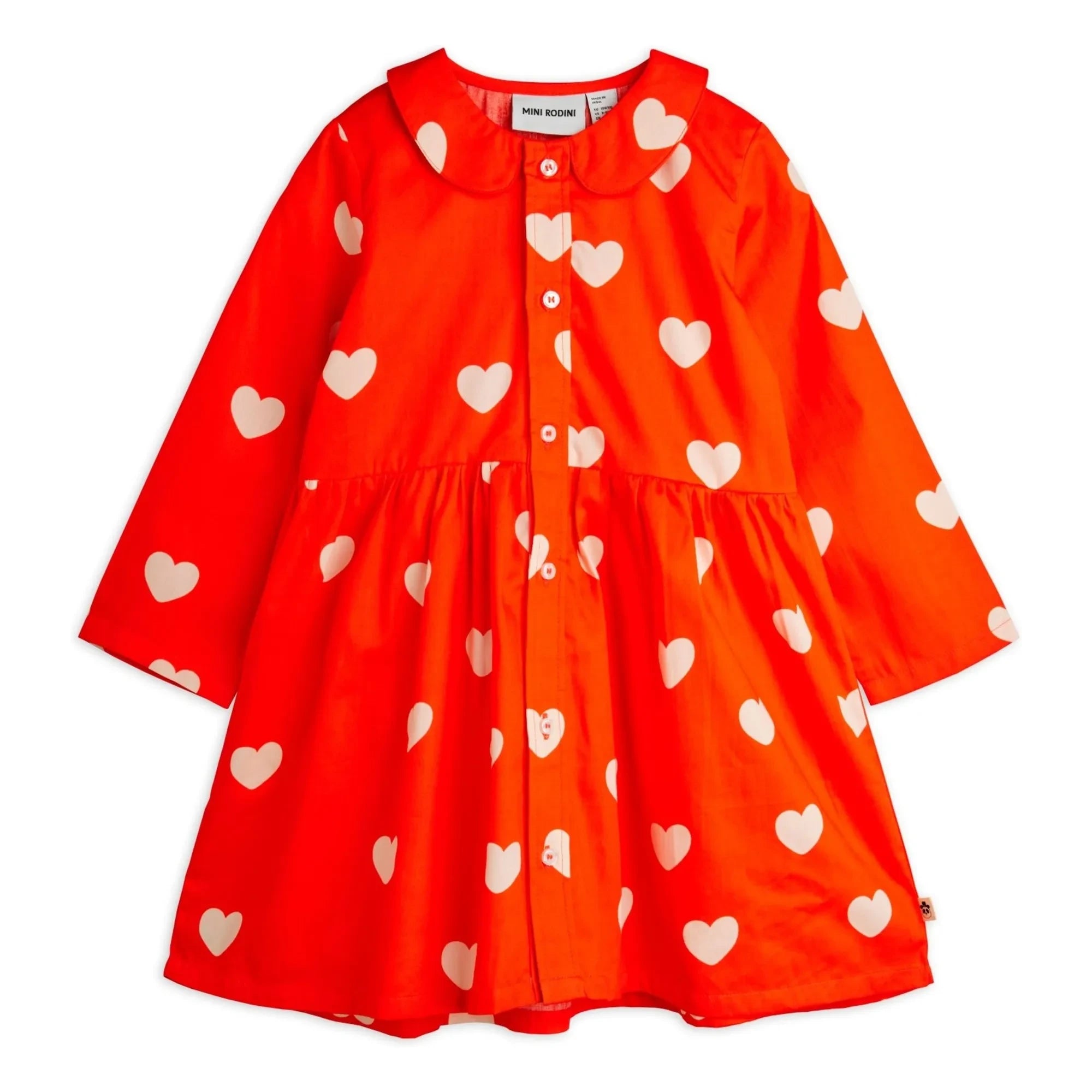 Mini Rodini - Organic Cotton Heart Dress | Red
