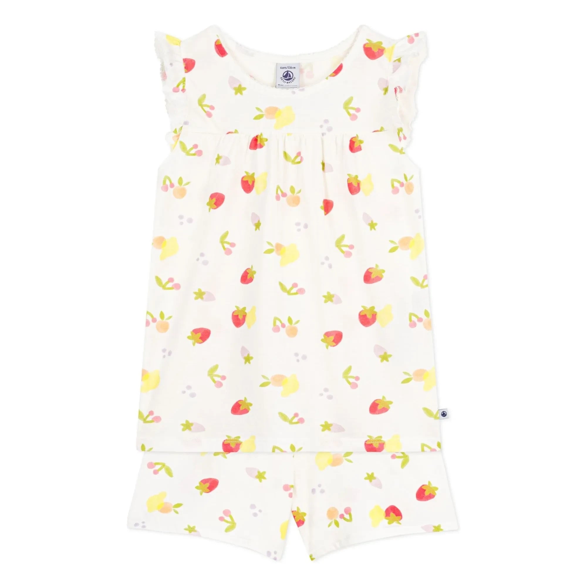 Petit Bateau - Organik Pamuklu Kısa Pijama - Meyveli | Ekru