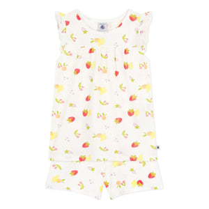 Petit Bateau - Organik Pamuklu Kısa Pijama - Meyveli | Ekru