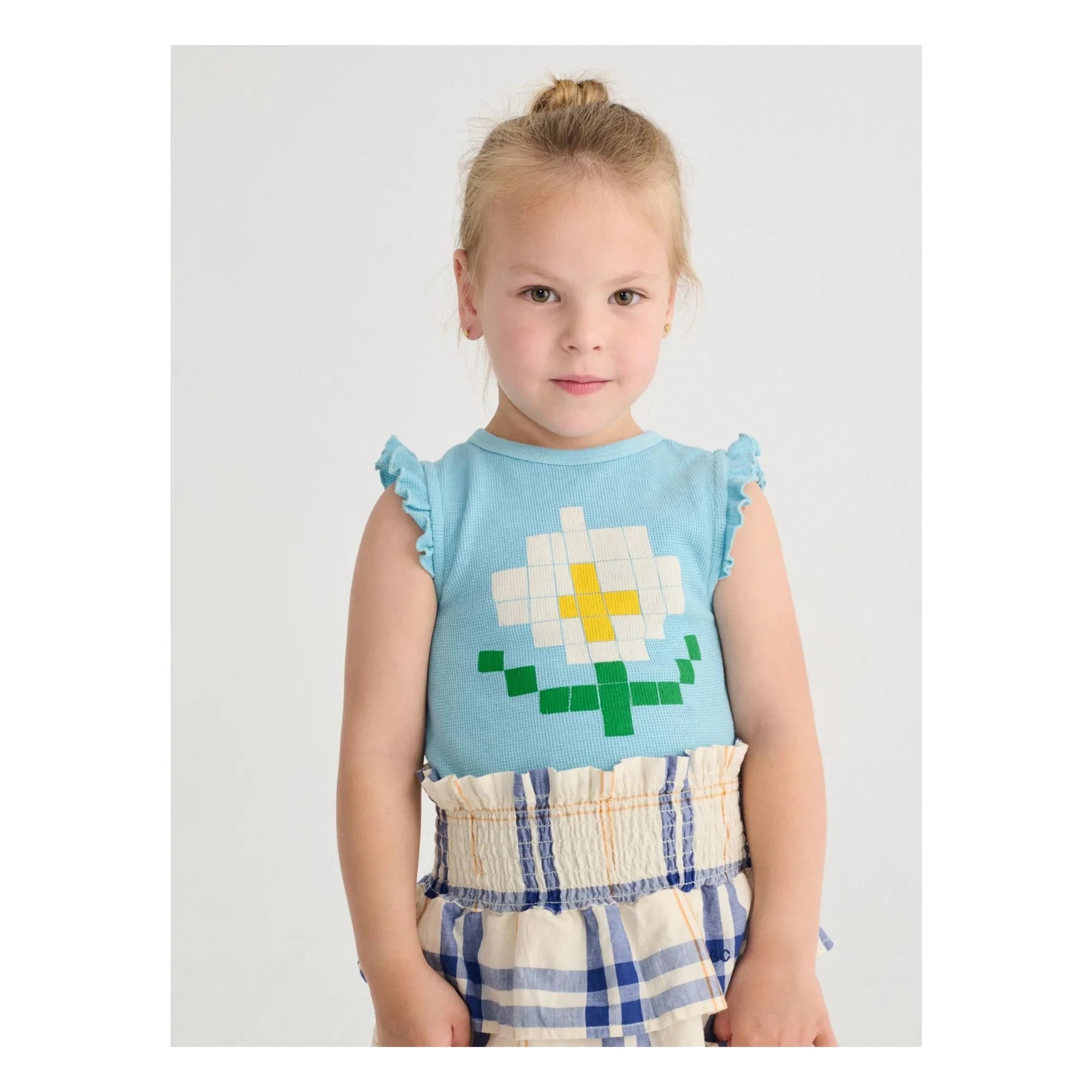 Bobo Choses - Marguerite organic cotton ruffle tank top | Light blue