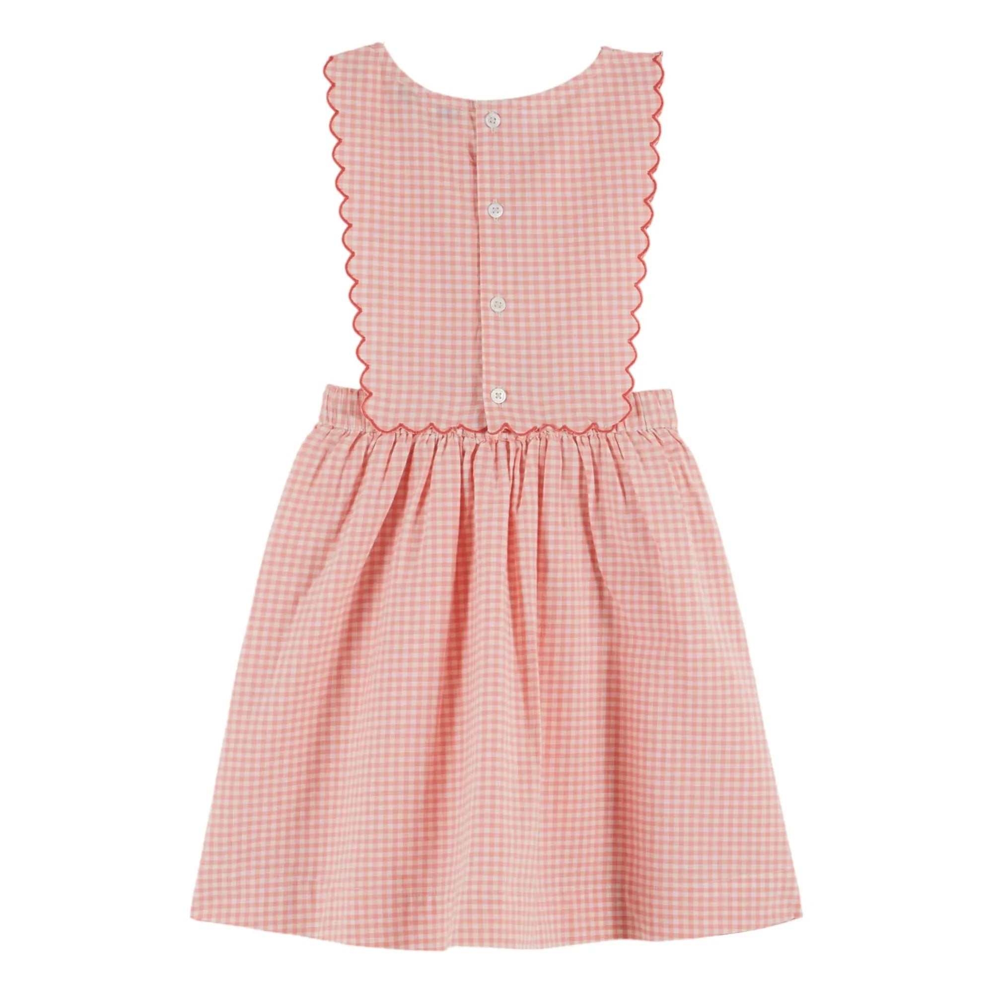 Emile et Ida - Organic Cotton Checkered Bib Dress | Pink