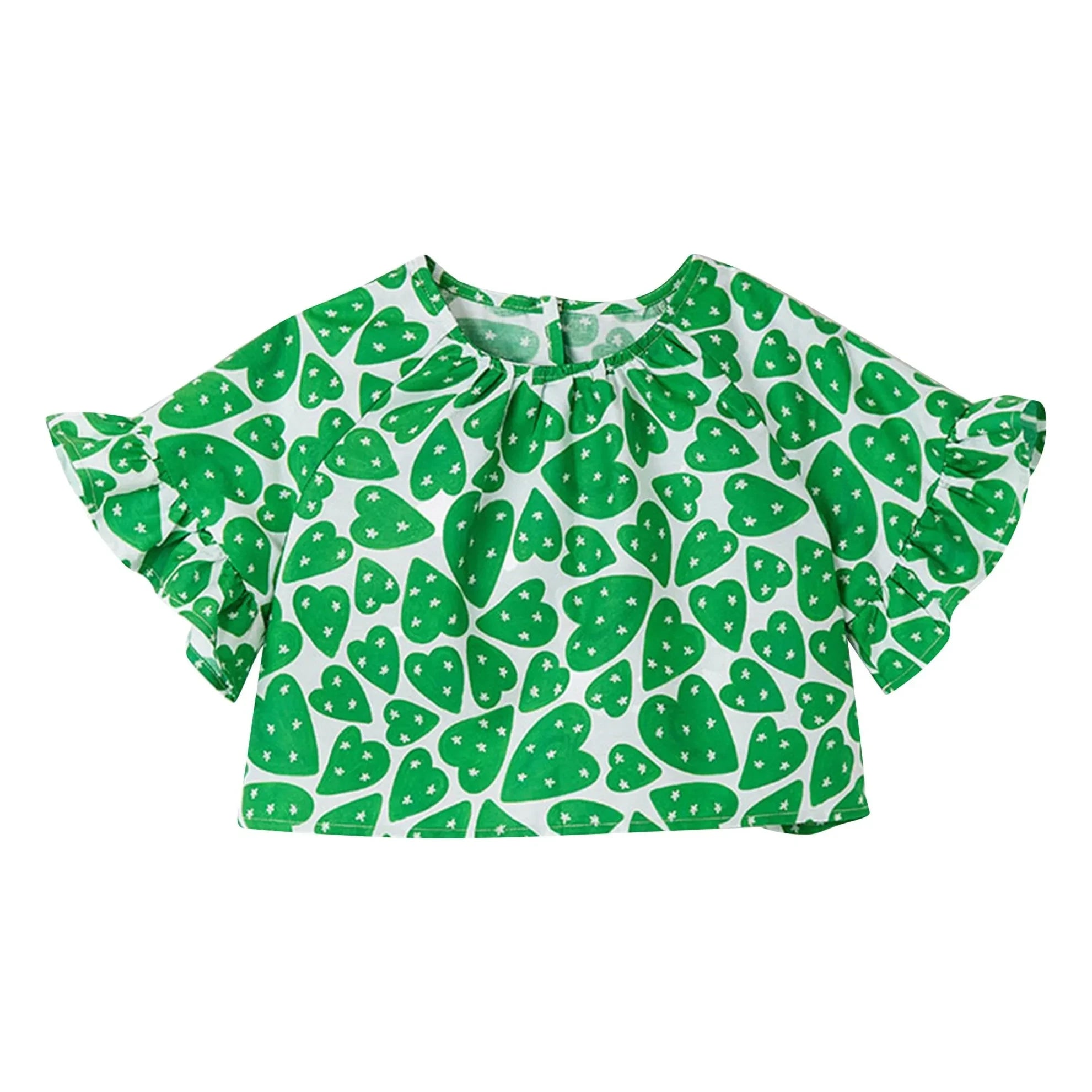 Fabula - Bluse Crop Cœurs | Grün