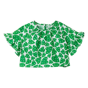 Fabula - Bluse Crop Cœurs | Grün
